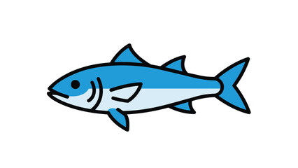 Fototapeta premium Stylized Blue Fish Illustration with Clean Lines and a White Background for Graphic Design Elements