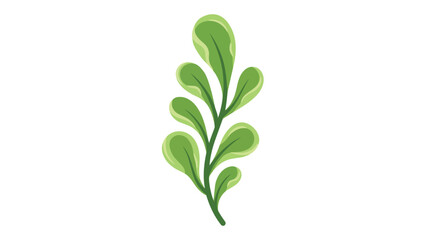 Fototapeta premium Stylized Verdant Foliage Stem with Abstract Green Leafy Growths Against a White Canvas