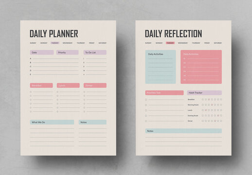 Minimal Daily Planner And Reflection Template