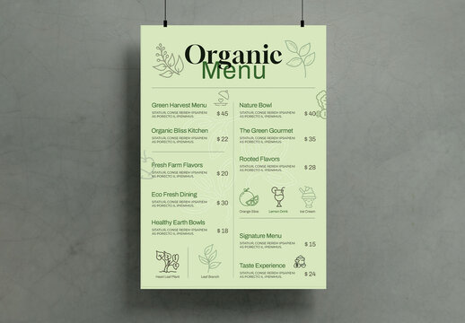 Organic Food Menu Template
