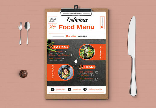 Restaurant Food Menu Template Design