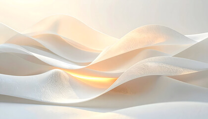 Obraz premium Soft abstract white waves with warm glow background.