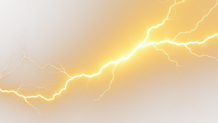 Electric Yellow  Lightning Bolt  isolated on white  transparent background PNG