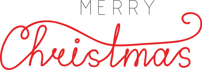 Merry christmas elegant red script typography isolated on white background
