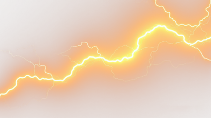 Electric Yellow Lightning Bolt  isolated on white  transparent background PNG