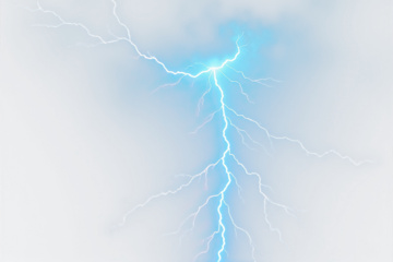 Electric Blue Lightning Bolt  isolated on white  transparent background PNG