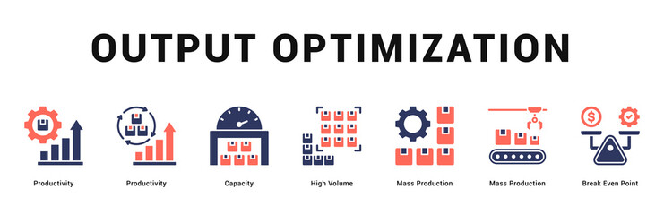 Output Optimization Modern and clean web banner illustration featuring thematic icons for visual communication