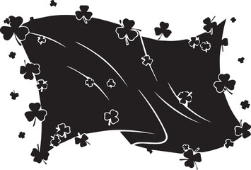 Black flag with shamrocks blowing in the wind