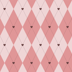 Argyle Hearts Dotted Lines pattern