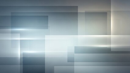 Abstract Geometric Composition: A sleek and modern abstract background showcases intersecting rectangles and squares in shades of gray, creating a sense of depth, space and minimalism. 