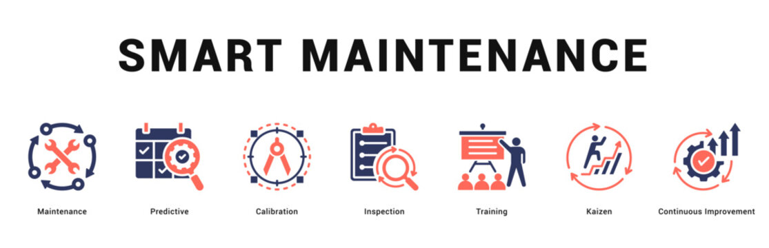 Smart Maintenance Modern and clean web banner illustration featuring thematic icons for visual communication