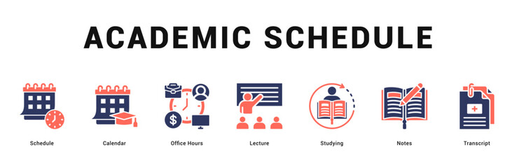 Academic Schedule Modern and clean web banner illustration featuring thematic icons for visual communication