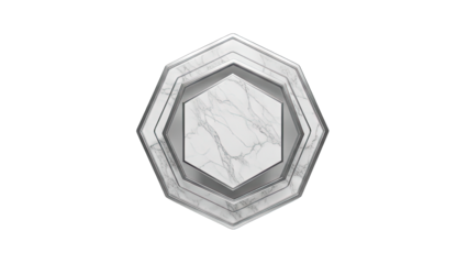 Marble and Silver Geometric Shape on White Background