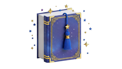 Magical Book with Stars and Bookmark - Fantasy Illustration