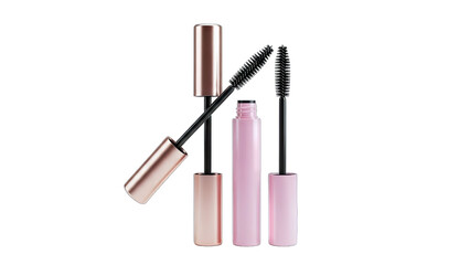 Mascara Brushes and Tubes on White Background