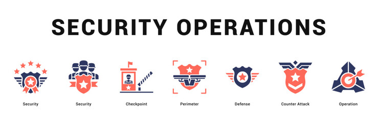 Security Operations Modern and clean web banner illustration featuring thematic icons for visual communication