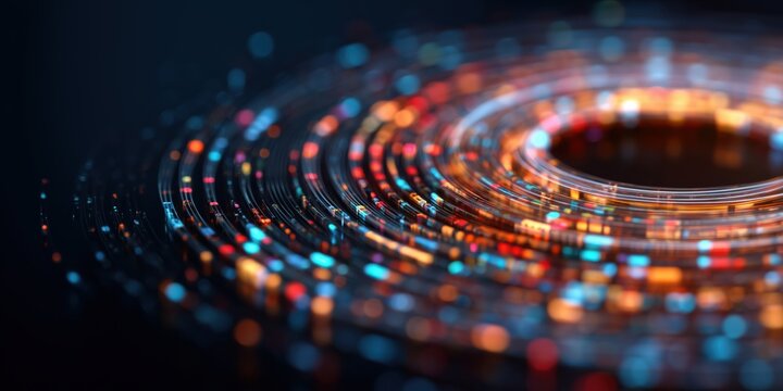 Abstract background of multi-layer digital encryption and secure data shield.