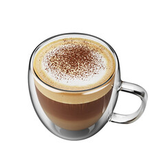 Obraz premium Foamy coffee cappuccino with whipped cream and cocoa powder on top.