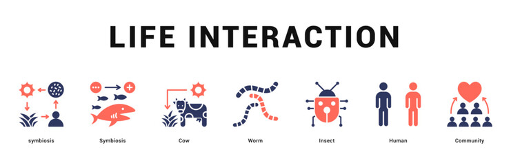 Life Interaction Modern and clean web banner illustration featuring thematic icons for visual communication