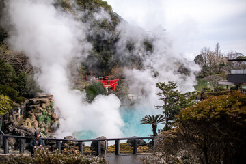 Obraz premium The scenery of Umi Jigoku, Beppu City, Oita Prefecture, Kyushu, Japan
