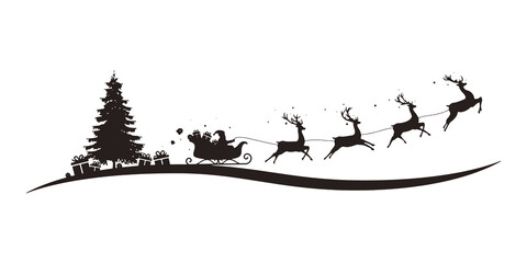 Christmas border with sleigh