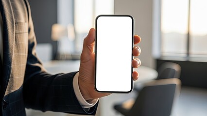 Business Smartphone Mockup with Blank White Screen