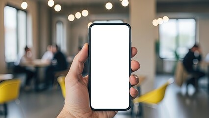 Smartphone Mockup in Modern Coworking Space