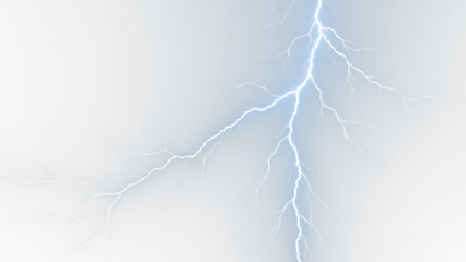 Electric Blue Lightning Bolt  isolated on white  transparent background PNG