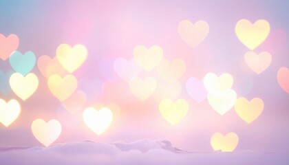 Soft Pastel Heart Bokeh Background with Romantic Ambiance