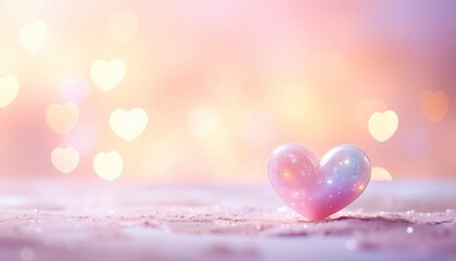 Softly gleaming pink heart capturing the essence of affection and tender moments, illuminated by a blurred bokeh background, creating a romantic and heartfelt atmosphere