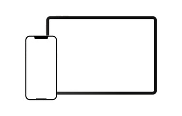 Realistic mobile phone and tablet pc devices mockup template for advertisement, vector illustration © Ankit