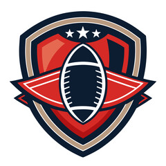 Rugby Football Shield Badge Logo Vector Illustration