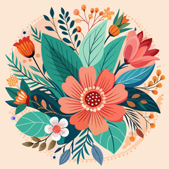 Vibrant Flower Bouquet Illustration