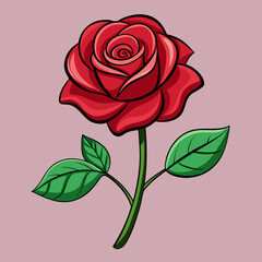 Beautiful Red Rose Botanical Flower Vector Art