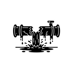 Obraz premium vector symbolizing the destruction of clean water infrastructure during conflict, leading to humanitarian crises and water resource contamination. Rusted, broken pipes with flowing water illustrate de
