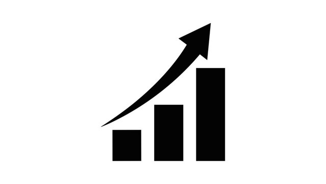 Business growth chart icon with upward arrow vector graphic