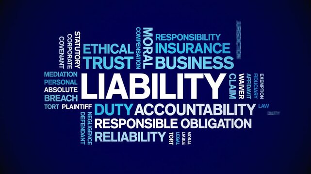 Liability animated word cloud-text design animation tag kinetic typography seamless loop.