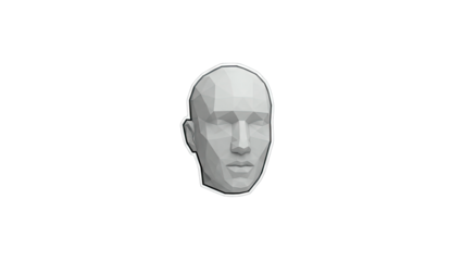 Low Poly Human Head Isolated on White Background