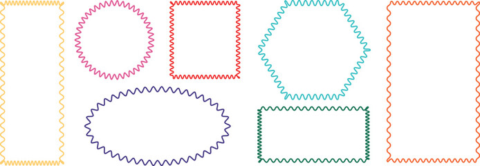 Minimalist Geometric Brush Line Zigzag Shape Bundle with Line Rectangles, Circles, Triangles, and Contemporary Abstract Design Elements