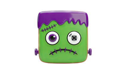 Frankenstein Monster Face on Green Box - Halloween Concept