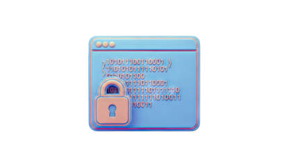 Digital Security: Locked Window with Binary Code