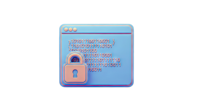 Digital Security: Locked Window with Binary Code - Powered by Adobe
