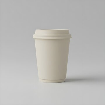 Beige Neutral Tone Coffee Cup Mockup Isolated on Light Background