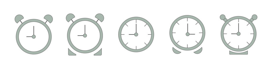Set of Stopwatch sign. Stop watch icon. Hours, minutes and seconds concept. Simple express pictogram outline collection. AI 10 / EPS 10