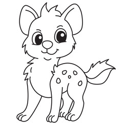 Spotted pup sitting line art with wagging tail perfect for party themes, nursery art, and children’s illustrations.
