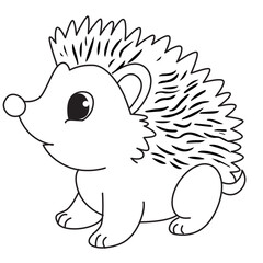 Cute hedgehog walking line art with spiky back perfect for nursery prints, learning apps, and playful designs.