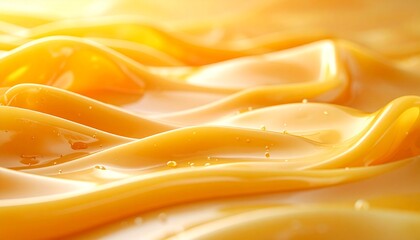 Radiant Golden Liquid Waves with Delicate Droplets - Abstract Smooth Flowing Texture Background