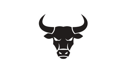 Black bull's head icon symbolizing strength and power, perfect for branding and design projects