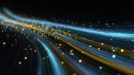 Illuminated Data Streams: A mesmerizing display of flowing data streams, painted with ethereal streaks of light and shimmering particles, navigating through the dark expanse of digital space.