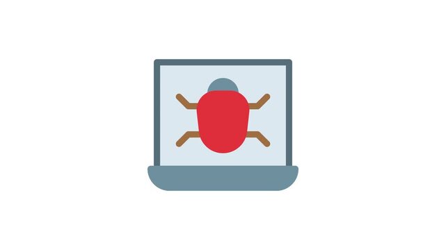 A laptop with a small bug crawling on its surface, highlighting a potential pest issue in a workspace.